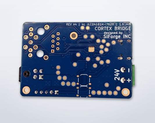 Cortex Bridge Rev A4 board (rear / solder side)